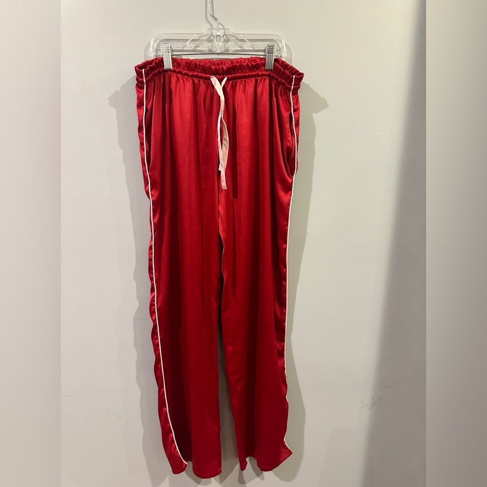 Victoria’s Secret Satin Pajama Pants Red Lounge Pants Size Small Silky Sleepwear